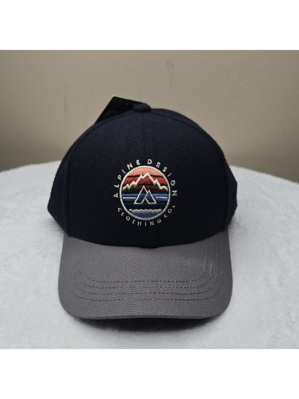 Alpine Division Mens Circle Patch Trucker Soft Felt Navy Snap Back NWT